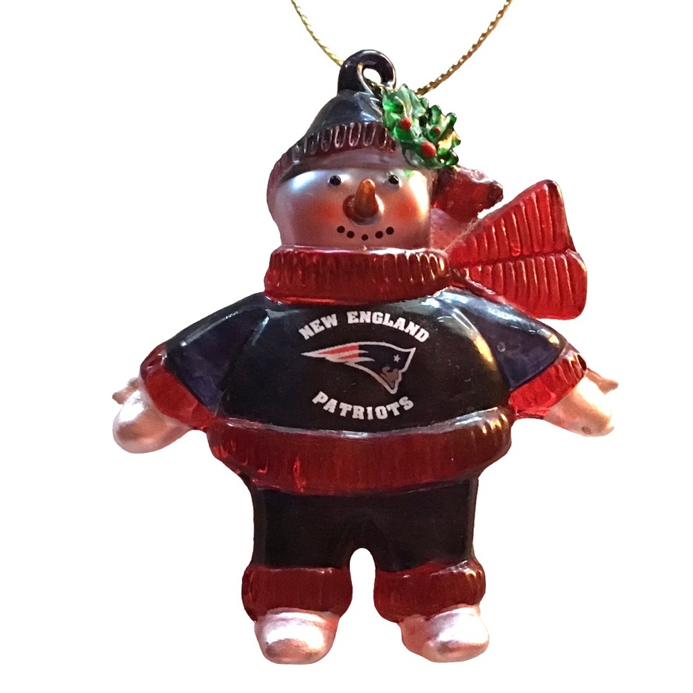 NEW ENGLAND PATRIOTS Ornament Crystal Snowman Christmas Tree New